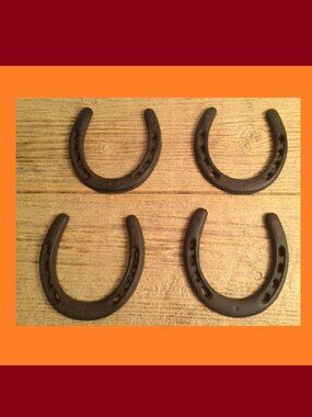 Set of Four (4) Large 5" long Horseshoes Cast Iron Four (4) 05208